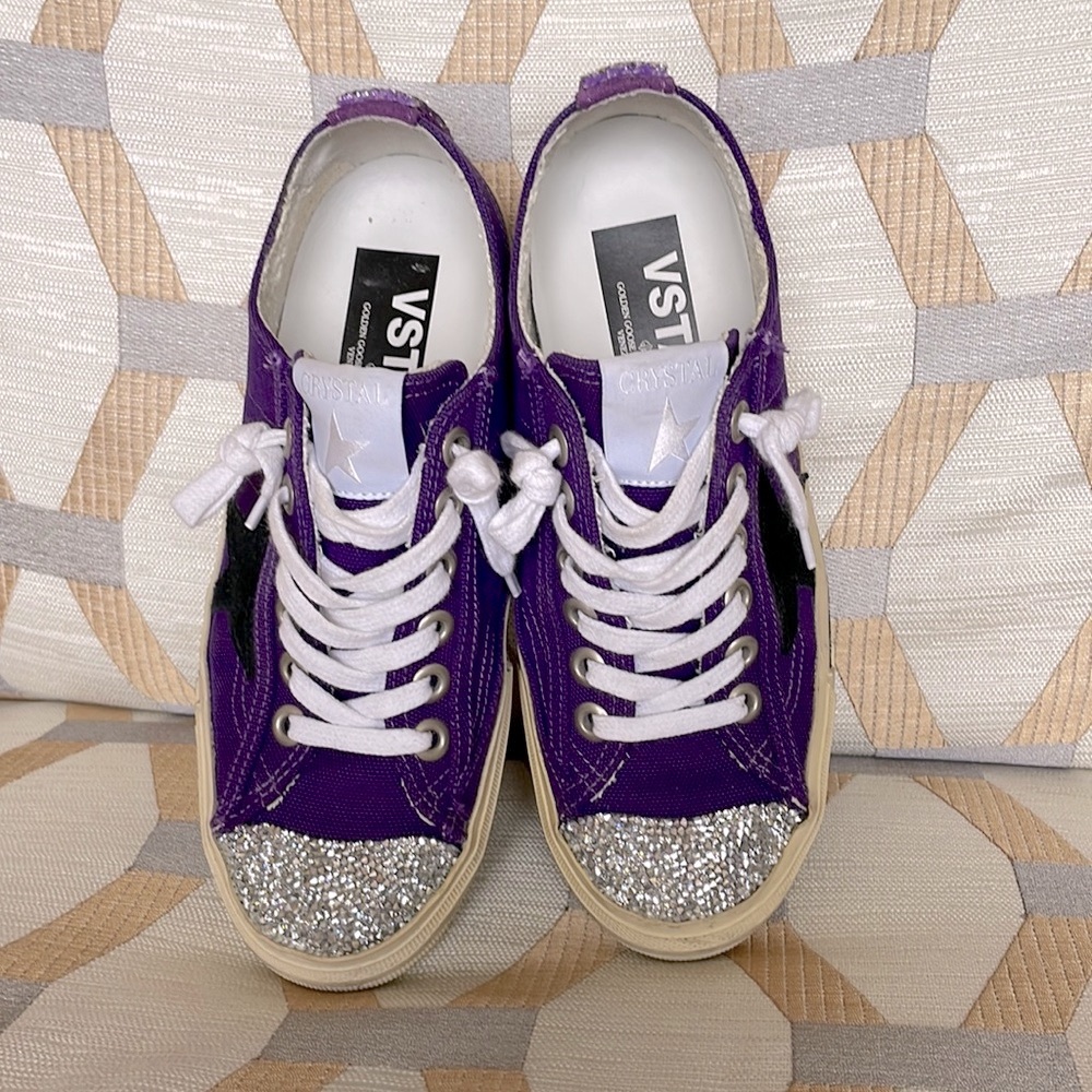Golden Goose Limited edition purple canvas with Swarovski Crystals …worn once
